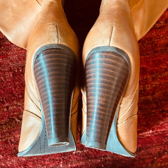 Real Leather Tan DOLCE VITA Knee High Heeled Cowboy Boots 8.5 - Picture 5 of 6